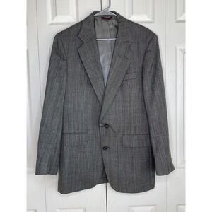 Hart Schaffner & Marx Blazer Virgin Wool Gray Blue Purple Pinstripe VTG Sz 44